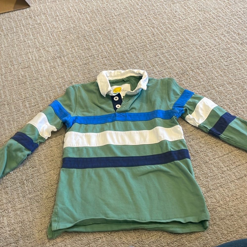 Mini Boden Boys Rugby Shirt sz 8-9 cotton medium weight
